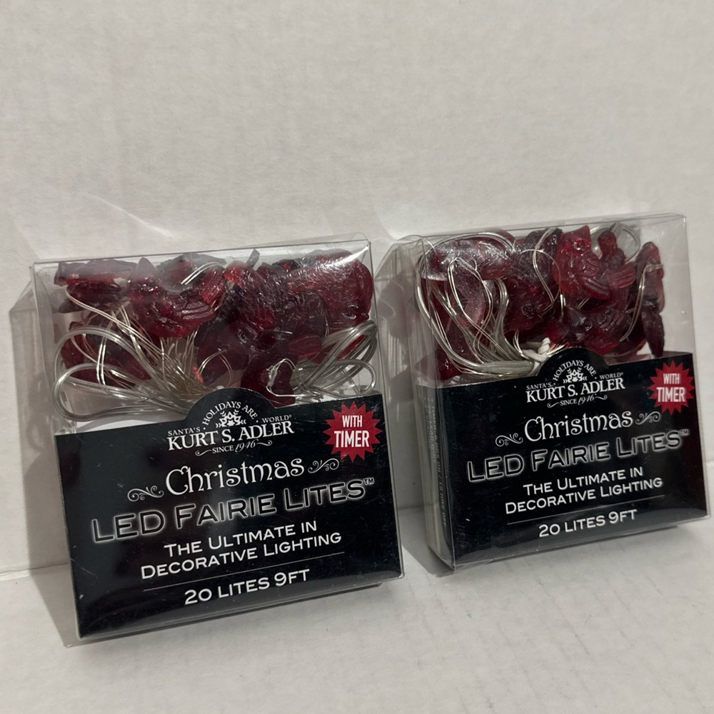 Kurt Adler Christmas LED Fairie Lights Cardinals